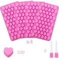 thumbnail image 2 of Moldes de silicona para dulces, 4 moldes de silicona en forma de corazón, moldes de silicona, mini moldes de silicona en forma de corazón para hacer pasteles y dulces DIY rosa, 2 of 5