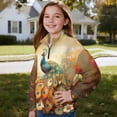 thumbnail image 3 of Chririnla Oil Painting Peacock Oversize Tunic Tops for Girls Plus Size Kids Blouse Shirt Half Zip Sweatshirt Pullover Sweatshirts Loose Comfy Casual Size 11-12, 3 of 7