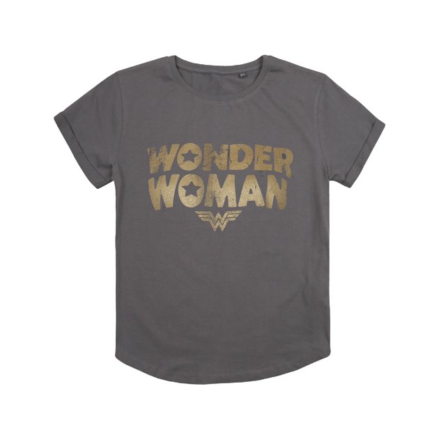 Wonder Woman - Camiseta Metalizado para Mujer (Carbón Oscuro)