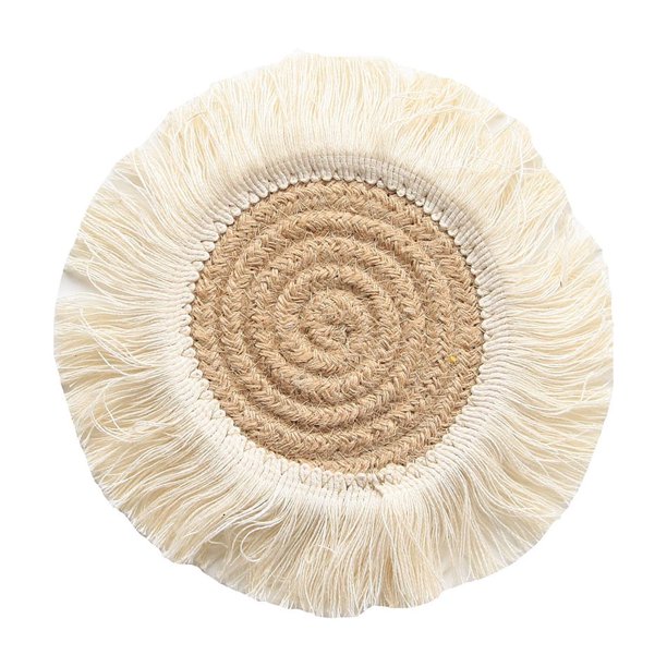Alfombrilla de aislamiento térmico con borlas de algodón tejido con cuerda de algodón para mesa de comedor, alfombrilla para cuenco, posavasos sencillo de estilo nórdico