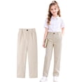 thumbnail image 3 of HILEELANG 4-15 Little/Big Boys and girls Chino Pants Straight Leg Button Front Twill School Uniform Everyday Wear Stone 1 Pack,Size 5-6T, 3 of 13
