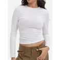 thumbnail image 2 of Womens Long Sleeve Shirts Basic Crop Tops Going Out Fall Fashion Underscrubs Layer Slim Fit Tops, 2 of 6