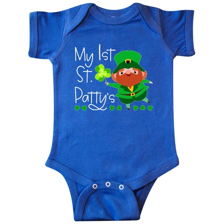 

Inktastic My 1st St. Patty s with Cute Little Leprechaun and Shamrocks Gift Baby Boy or Baby Girl Bodysuit