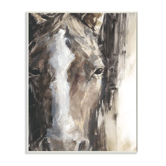 Stupell Industries Horse Eyes White Brown Animal Painting Unframed Art Print Wall Art, 13x19, by Ethan Harper