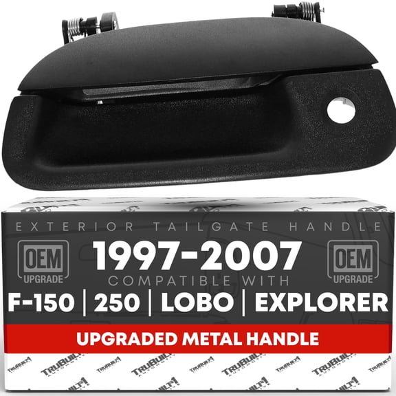 Tailgate Handle Assembly - Compatible with 1997-2003 Ford F-150, 97-99 F-250, 01-05 Explorer Sport Trac - Exterior Tailgate Latch - Textured Black w/Keyhole - OEM 7L3Z-9943400-AA, F75Z-9943400-AA