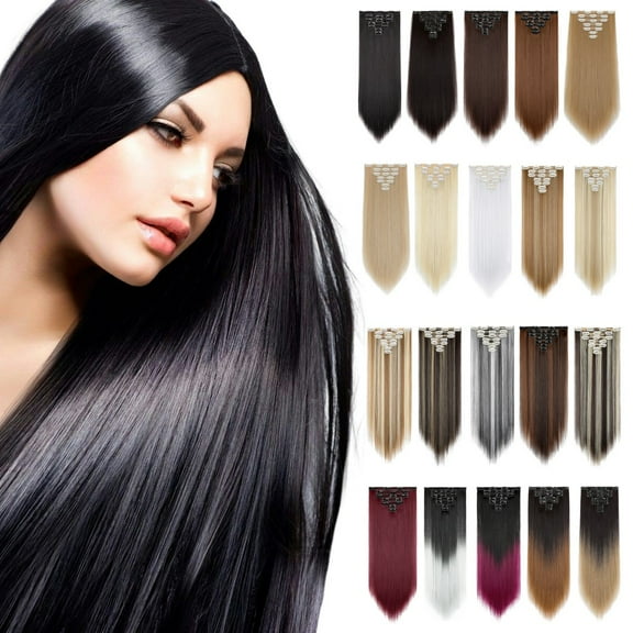 Dulchany 7PCS Clip in Hair Extensions Hair Silky Straight Clip on Hair Extensions