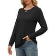 thumbnail image 4 of hotojiny Womens Long Sleeve T Shirt Casual Hollow out Crewneck Tops Lightweight Soft Spring Summer Trendy Blouse, 4 of 7