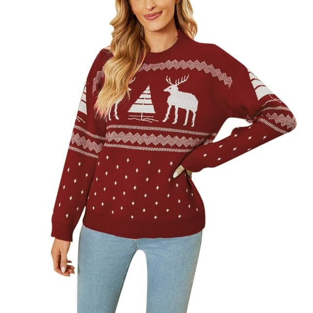 Dames Noël Pull Câble Tricot Doux Sweat-Shirt Moelleux Chaud Sweat-Shirt Col Rond Mode Cardigan Mi-Longue Fermeture Manteau Mignon Graphique Imprimé Tricot