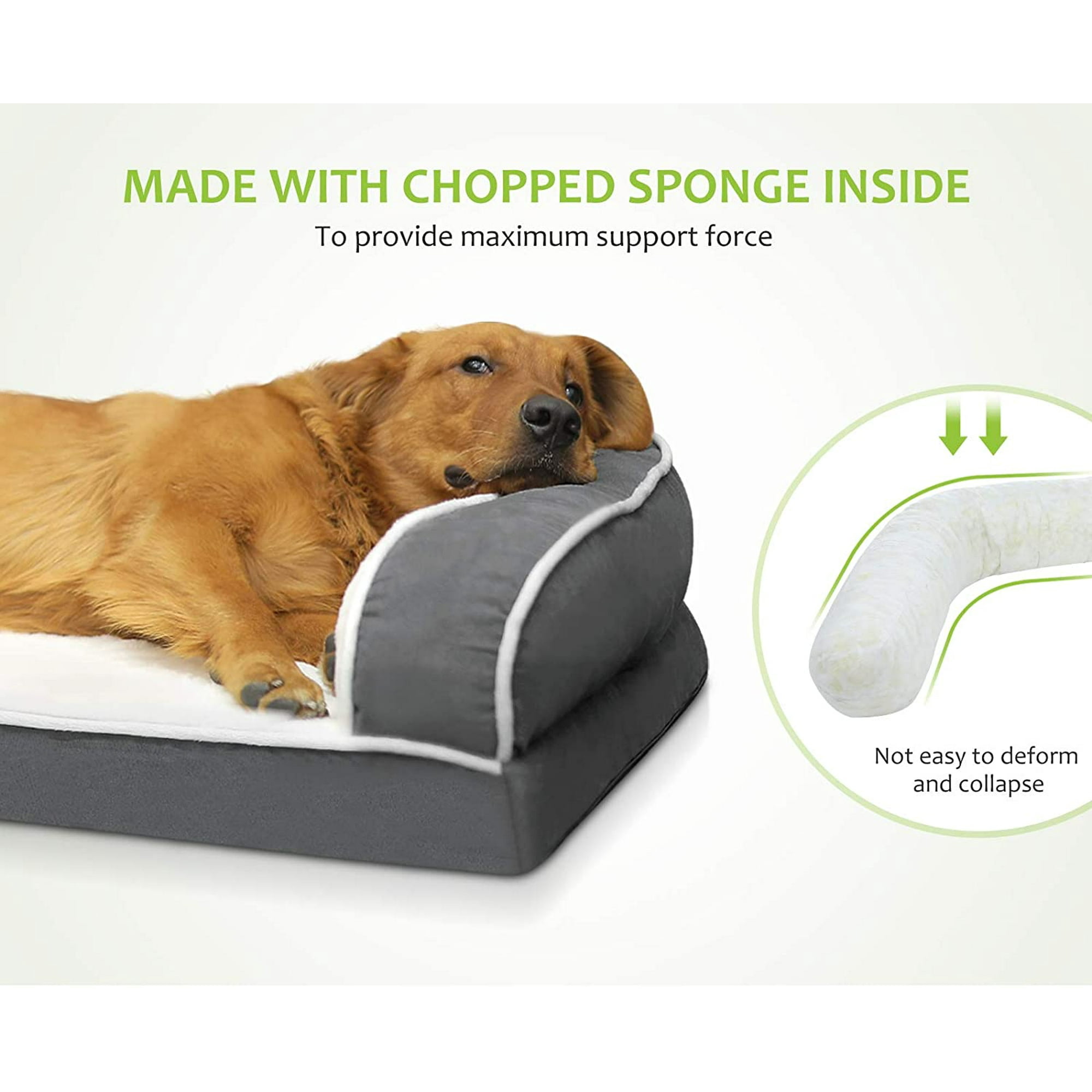 Iguohao Pet Dog Bed 35x22x7in Orthopedic Dog Sofa With Three Sided Bolsters Egg Shape Foam Beds For Joint Pain Relief Chaise Lounge For Cats And