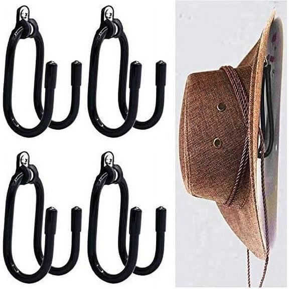 Cowboy Hat Rack Hat Holder Hat Organizer Hat Wall Mount Hooks for Cowboy Hats Storage Baseball Cap Organizer Hanger - Easily Adjustable - fit each hat - No Scratches - 4/PK No Hat