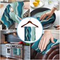 thumbnail image 3 of Teal Ombre 1 Pack Kitchen Towel, Water Absorbent Dish Towel, Abstract Art Moire Ocean Waves Decorative Hand Towels - Quick Drying Cloth for Cooking Baking, 18x28 Inch, 3 of 8