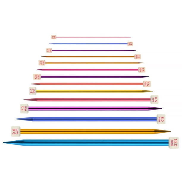 Inteprter Agujas de tejer al azar de colores, suéter, de tejer de aluminio portátil, equipo de costura para manualidades DIY, suministros para el Artesanía 28 piezas/juego Inteprter HA011745-15B
