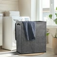 thumbnail image 5 of Okaka 142L Double Laundry Hamper 2 Compartments with Lid Collapsible for Bedroom, Laundry Room, Closet, Bathroom(Grey), 5 of 8