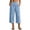 04# Light Blue, variant on Linen Capri Pants for Women 3/4 Length Wide Leg Solid Color Elastic Waist Summer Pockets Flat Front Mid Rise Casual Beach Vacation Cropped S-3XL