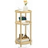 Small Round Side Table with Charging Station - Round Bamboo End Table Compact Sofa Bedside Table for Small Space Easy Assembly for Living Room Bedroom Apartment Natural YLU