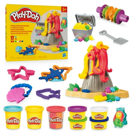 Play-Doh Volcano Treasure Adventure Playset, Kids Arts and Crafts Toys for Ages 3 