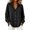 Black, variant on Athletic Tank Tops for Women Collared Pleated Ruffle Hem Long Sleeve for Work Loose Fit Tees Tops Navy L