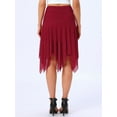 thumbnail image 3 of DARING DIVA Women's Ruched Asymmetrical Flowy Dance Skirts M Dark Red, 3 of 5