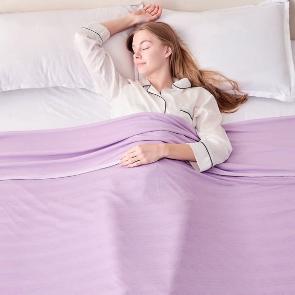 EMME Cooling Throw Blanket,Arc-Chill Q-Max>0.5 With Double Sides， Lightweight Summer Blanket for Couch Sofa, Cold Bed Throws for Hot Sleepers,Keep Body Cool for Adults, Lavender Throw(50"x 70")