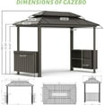 thumbnail image 6 of TOTAL 6x10FT Hardtop Grill Gazebo – Outdoor Metal BBQ Canopy with Galvanized Steel Double Roof, 2 Storage Cabinets, Ceiling Hooks, Permanent Patio Shelter for Backyard and Garden, Brown, 6 of 8