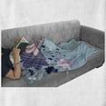 thumbnail image 6 of Funny Soft Flannel Fleece Blanket, Clouds with Smiling Faces and Ornate Motifs Happiness Fun Rainy Season Graphic Image, Cozy Plush for Indoor and Outdoor Use, 50" x 60", Pink Blue, by Ambesonne, 6 of 6