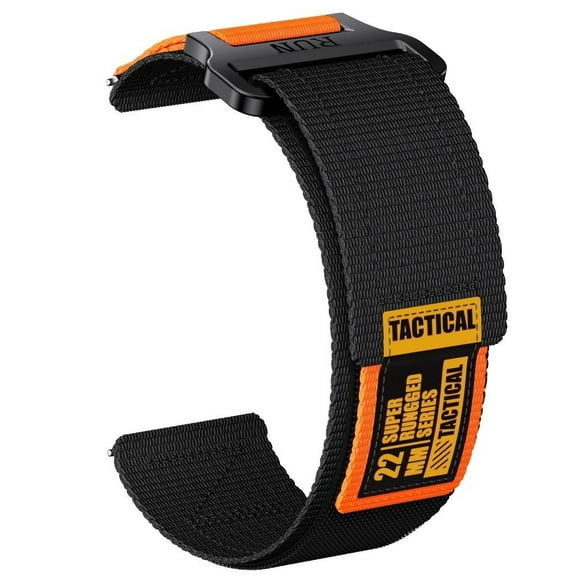 Durable Nylon  Sporty Style Easy Fit  Strap Universal Band Watchbands Wristband 22MM BLACK ORANGE