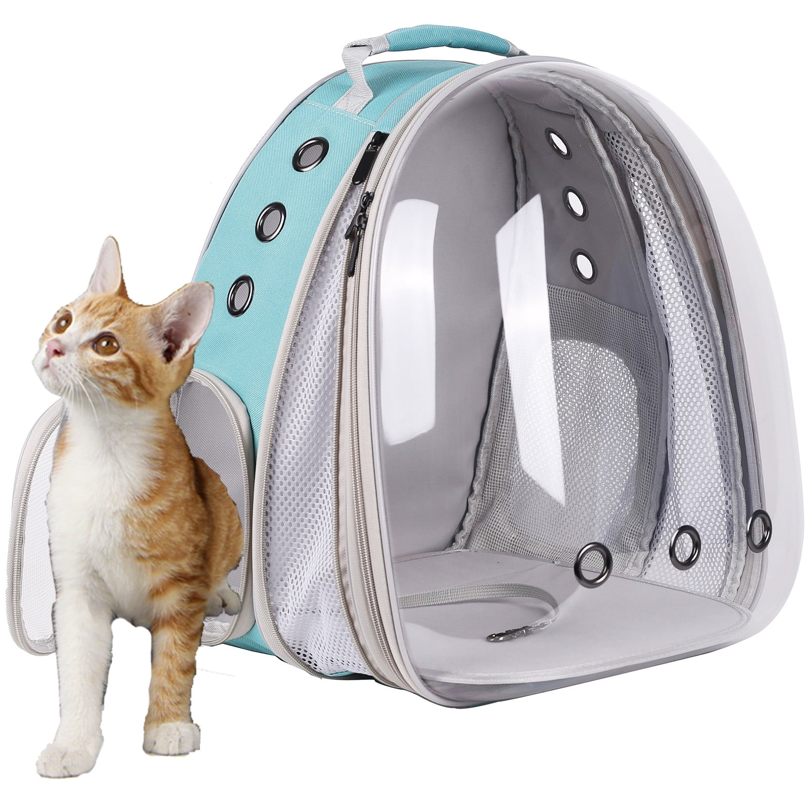 Halinfer Front Expandable Cat Backpack, Fit up to 20 lbs, Space Capsule Clear Bubble Window Pet Carrier Backpack for Large Fat Cat and puppy.