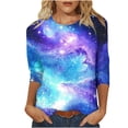 thumbnail image 2 of JTZGDY Womens 3/4 Sleeve Tops Dressy Casual Plus Size Teen Girls Cute Tie Dye Starry Sky Oversized Tunic Blouse Crewneck Basic Graphic T-Shirts Fashion 2025 Outfit Clothes Multicolor#09 L, 2 of 6