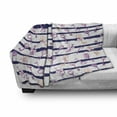thumbnail image 3 of Retro Soft Flannel Fleece Blanket, Old Medieval Vintage Keys with Ribbons and Diamonds Striped Pattern in French Style, Cozy Plush for Indoor and Outdoor Use, 70" x 90", Purple Blue, by Ambesonne, 3 of 6