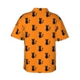 thumbnail image 3 of Mens Casual Short Sleeve Button Down Hawaiian Shirts,Black Cats Halloween Orange Shirts Regular Fit Beach Bowling Shirts with Front Pocket,L, 3 of 7