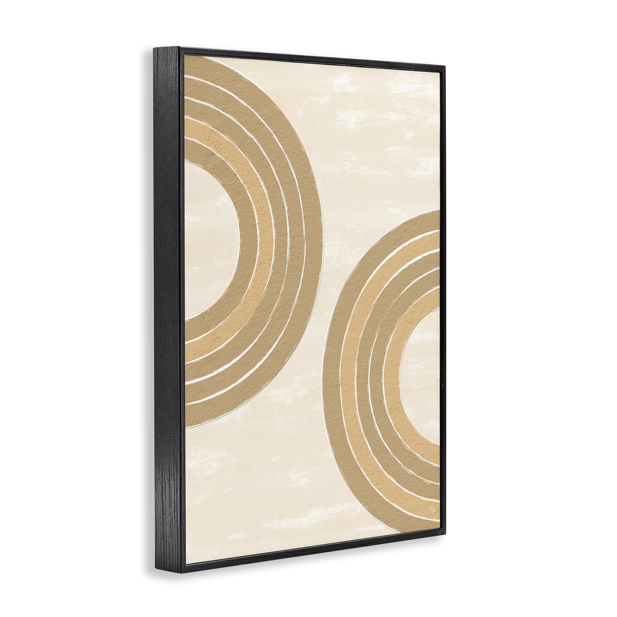 Stupell Industries Neutral Arch Expressions Abstract Painting Black Framed Art Print Wall Art, 16 x 24