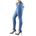 thumbnail image 3 of Fashion2Love Women's Juniors Colombian Design Butt Lift Push Up Mid Waist Skinny Jeans, 3 of 10