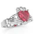 thumbnail image 2 of Claddagh Pink Tourmaline Ring In Solid 14k White Gold, 2 of 6