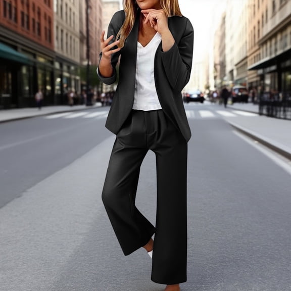 Pyhlmscde Women's Elegant 2 Piece Long Sleeve Suit, Women Fall Clothes, 2 Piece Sets for Women Dressy, Fall Outfits for Women