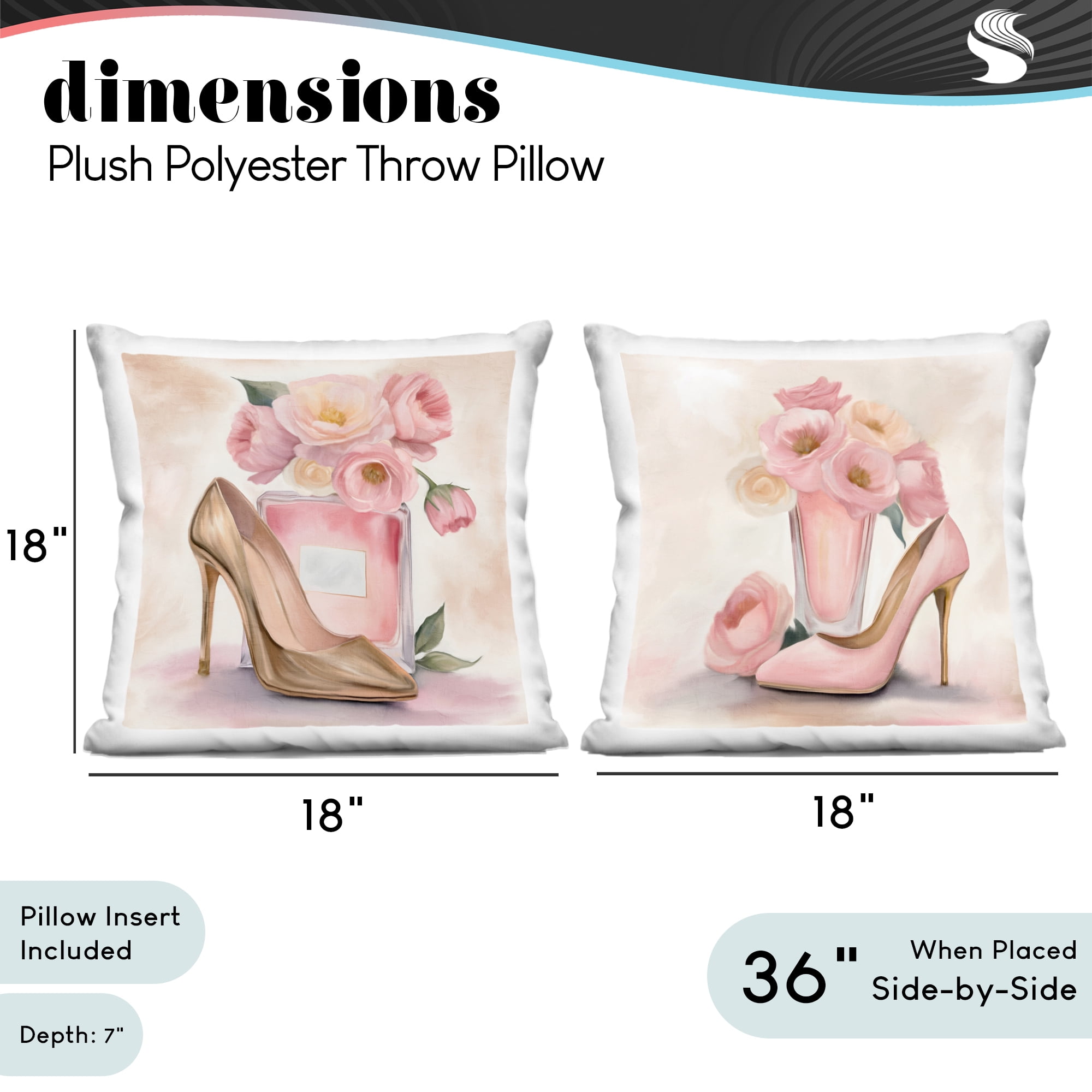 Stupell Industries Blush Pink Beauty 2 Piece Decorative Printed Throw Pillow Set, design by Kim Allen, 18 x 7 x 18