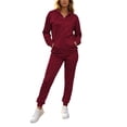thumbnail image 2 of Costeam Women Zip Up Hoodie Sweat Suit Long Sleeve Full Zip Hooded Jacket Jogger Pants 2 Piece Outfit Fleece Lined Soft Relaxed Fit Solid Color Tracksuit with Pockets for Loungewear Daily Wear, 2 of 9