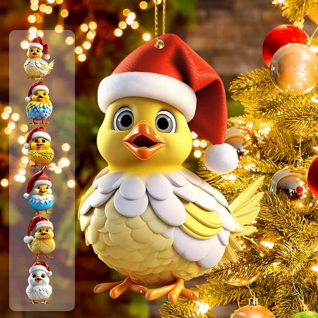 Xihbxyly Lindo Colgante de Gallo, Encantador Adorno para Espejo de Coche, Adorno Festivo para Árbol de Navidad, Regalo Versátil para Familiares y Amigos, Perfecto para Fiestas, Tamaño de 8 Cm.