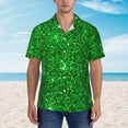 thumbnail image 4 of Fotbe Green Glitter Hawaiian Shirt For Men Unisex Summer Beach Casual Short Sleeve Cotton Linen Button Down Shirts-Large, 4 of 9