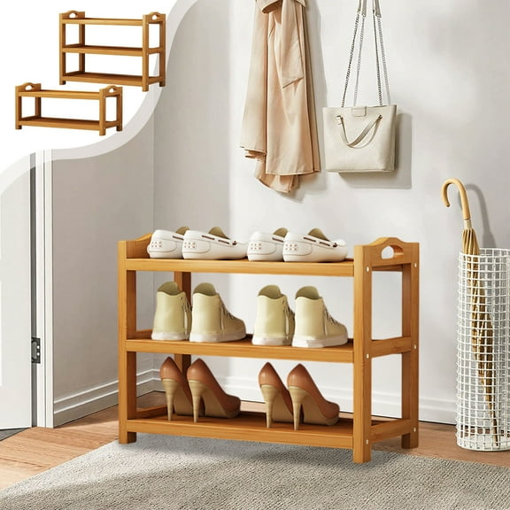 mtvxesu Bamboo Shoe Rack, Multi-Tier Floor Storage Shelf, Space Saving Organizer Cabinet For Entryway, Dorm, Apartment, 1-Piece