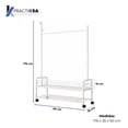 thumbnail image 2 of Rack Perchero Metalico Reforzado Movil Doble Estante Ropa Practiksa Color Blanco RZ30004, 2 of 8