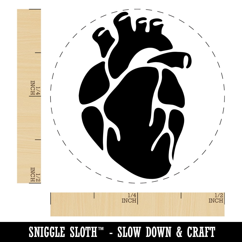 Realistic Heart Four Chambers Anatomy Biology Love Science Self-Inking Rubber Stamp Ink Stamper - Blue Ink - Mini 1/2 Inch