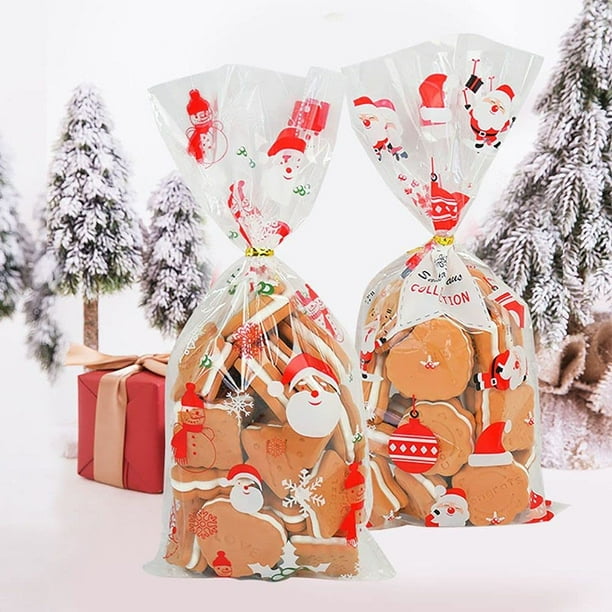 50pcs Christmas Cellophane Bags Christmas Cello Treat Bags Clear Gift Bags for Christmas Baking Candy Cookie Packaging Bags Style 2 Walmart