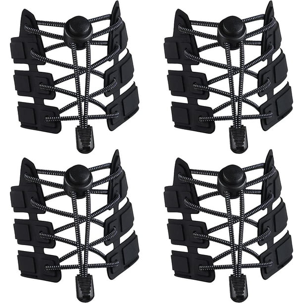 Zshan 4 Pairs Self Locking Elastic Shoelaces Black Shoe Laces for Sneakers and Athletic Shoes 120cm Quick Shoelaces Children Adults Elderly Disabled