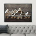 thumbnail image 3 of PixonSign Framed Canvas Print Wall Art Pastel Brown Tree Mountains Nature Wilderness Woodblock Illustrations Decorative Multicolor Landscape Wood Panels Country/Farmhouse - 16"x24" Black, 3 of 5