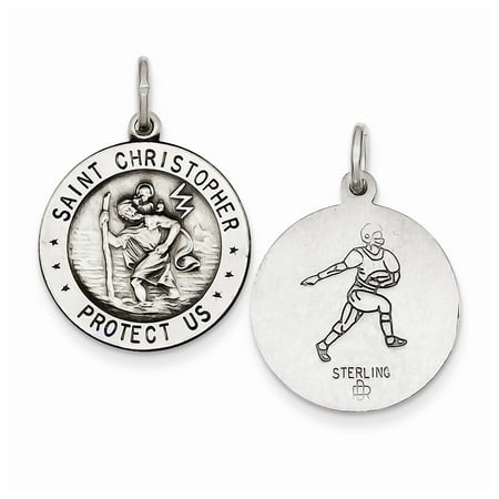 Sterling Silver St. Christopher Football Medal