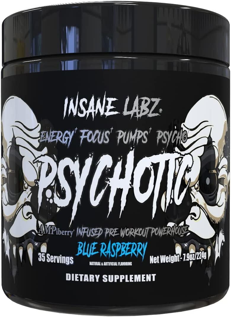 Insane Labz Psychotic BLACK Mid Stim Pre Workout Powder with