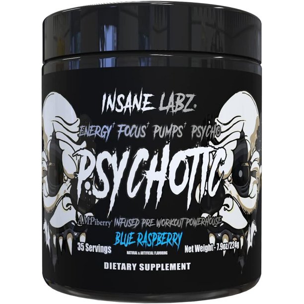 Insane Labz Psychotic BLACK Mid Stim Pre Workout Powder with