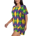 thumbnail image 2 of Bixox Women's Mardi Gras Printed Pajama Set 2 Piece Lounge Set Top and Shorts Soft Pajamas, Shorts with Pockets, 2 of 7