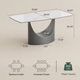 thumbnail image 6 of POVISON 71" Modern Dining Table for 4-6, Rectangular White Glossy Sintered Stone Dining Table with Bronze Carbon Steel Base, 6 of 10