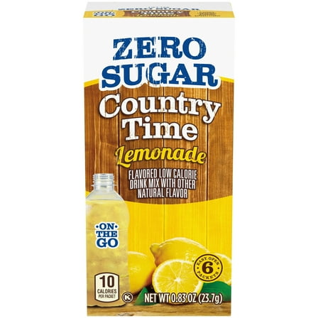 Country Time On-The-Go Powdered Drink Mix, Zero Sugar Lemonade, 6 ct, 0.83 oz - Packets, Pack of 5